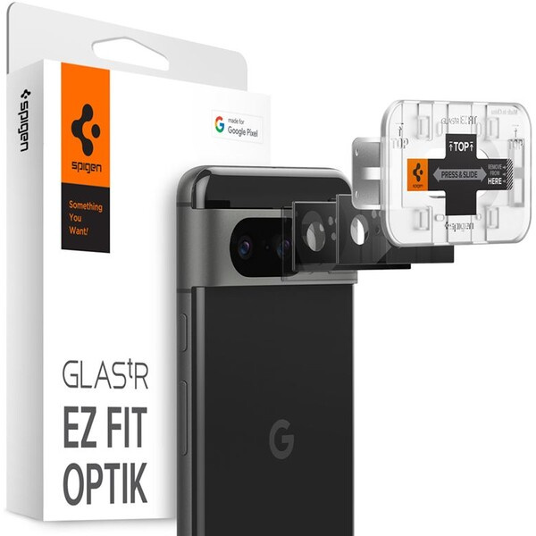 Spigen Glass tR EZ Fit Optik Black 2 Pack ochranné sklo pro Google Pixel 8 Černá AGL06352 Černá