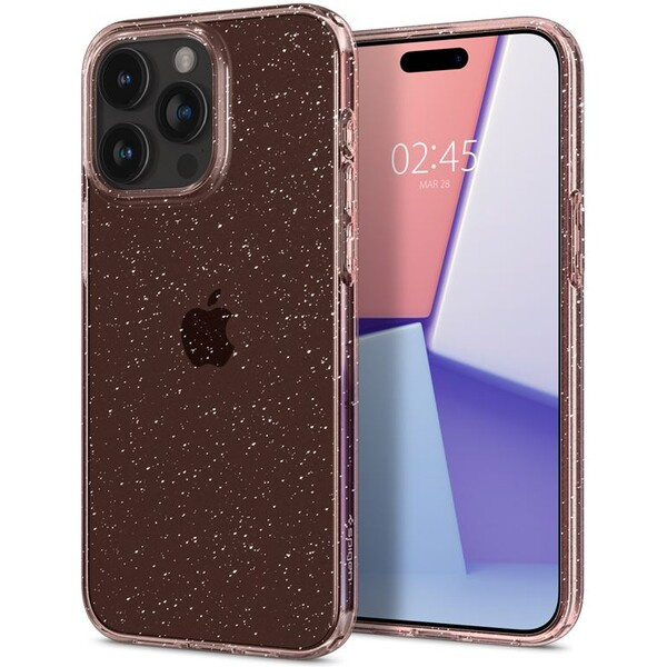 Spigen Liquid Crystal Glitter kryt iPhone 15 Pro růžový