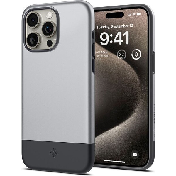 Spigen Style Armor MagFit kryt iPhone 15 Pro stříbrný