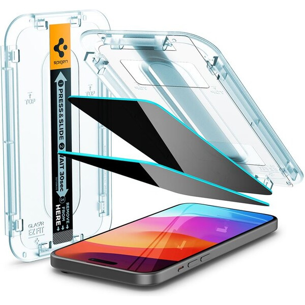 Spigen Glass tR EZ Fit Privacy 2 Pack tvrzené sklo iPhone 16 Plus/15 Plus čiré