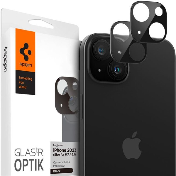 Spigen Glass tR Optik 2 Pack tvrzená skla iPhone 15/15 Plus/14/14 Plus černé