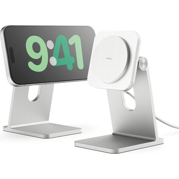 ELAGO Wireless Charging Aluminium Stand Qi2/MagSafe nabíjecí stojánek 15W bílý