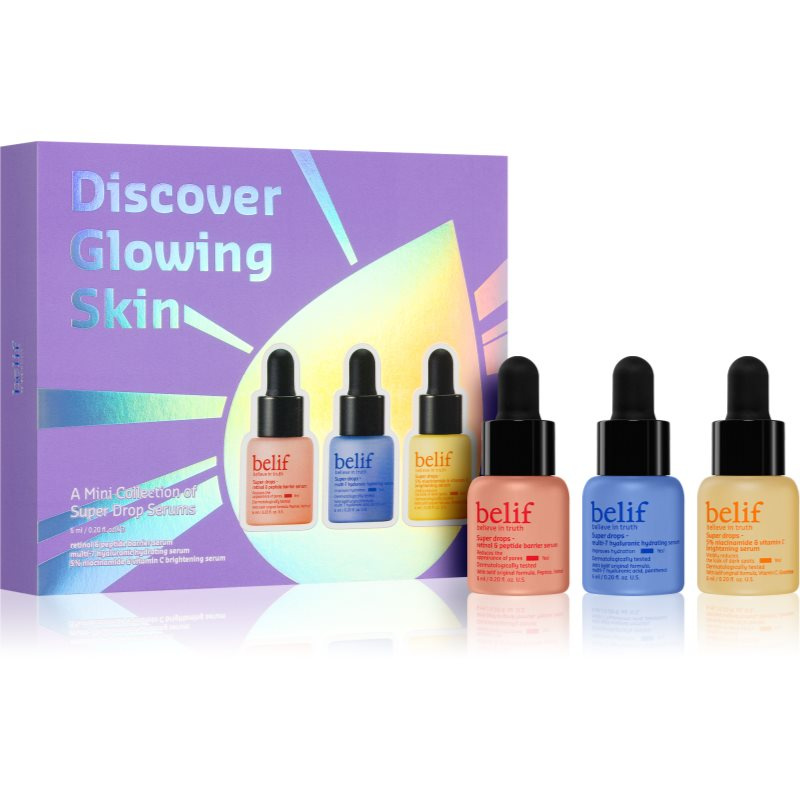 belif Super Drops Discover Glow Skin Kit dárková sada pro dokonalou pleť