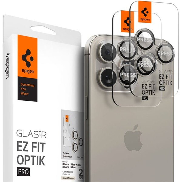 Spigen Glass tR EZ Fit Optik Pro sada skel iPhone 14/15/16 Pro a 14/15/16 Pro Max (2-pack)