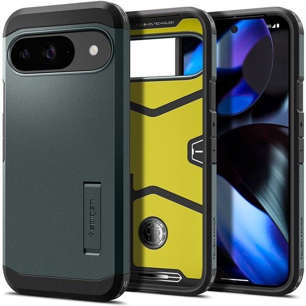 Spigen Tough Armor kryt Google Pixel 9 Pro/Pixel 9 zelený