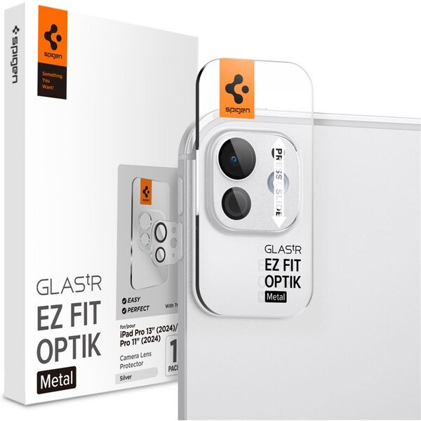 Spigen Glass tR EZ Fit Optik Metal sklo na fotoaparát iPad Pro 13" 2024/ iPad Pro 11" 2024 stříbrné