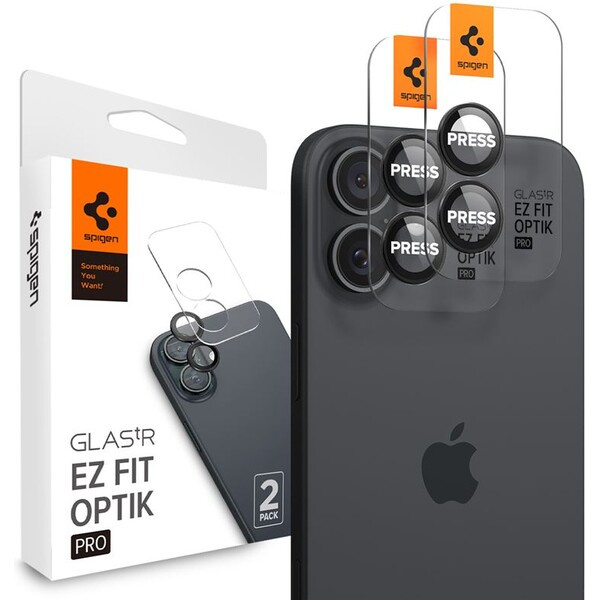 Spigen Glass tR EZ Fit Optik Pro sada skel iPhone 16/16 Plus černá (2-pack)
