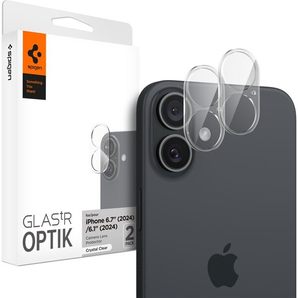 Spigen Glass tR Optik sada skel iPhone 16/16 Plus čirá (2-pack)