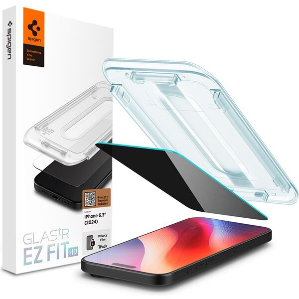 Spigen Glass tR EZ Fit HD (Privacy) tvrzené sklo iPhone 16 Pro čiré