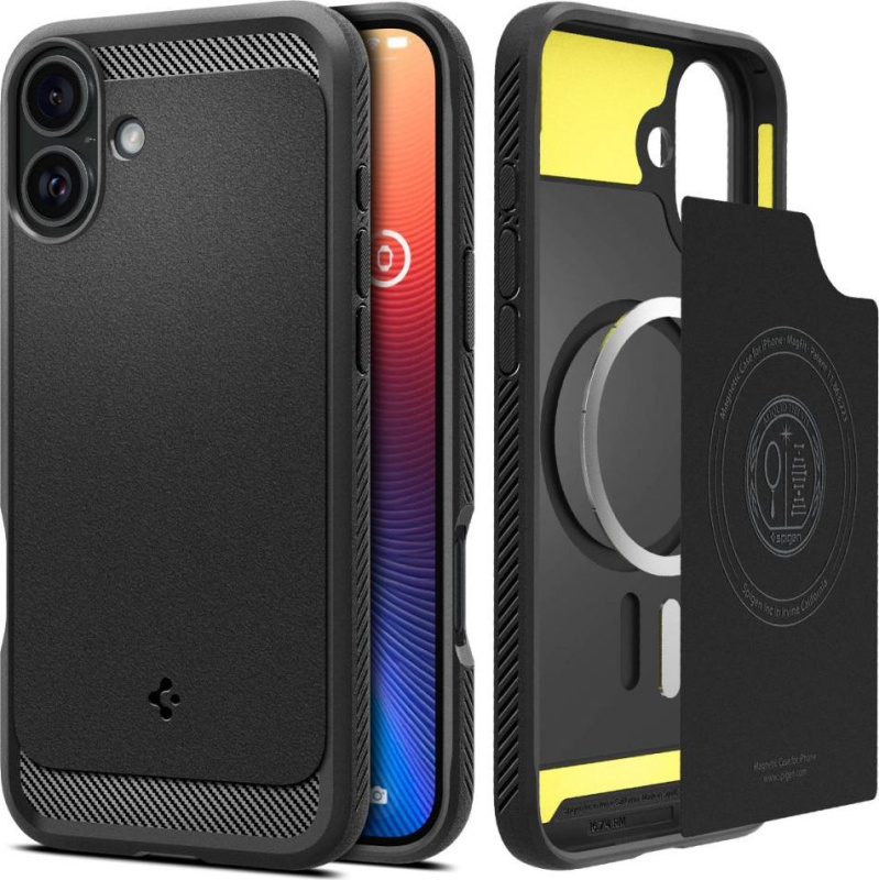 Spigen Ochranný kryt na iPhone 16 PLUS - Spigen, Rugged Armor MagSafe Black
