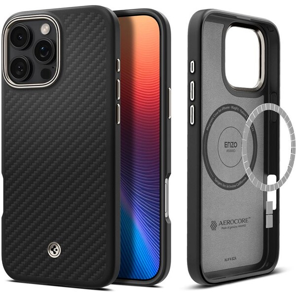 Spigen Enzo Aramid kryt iPhone 16 Pro black natural