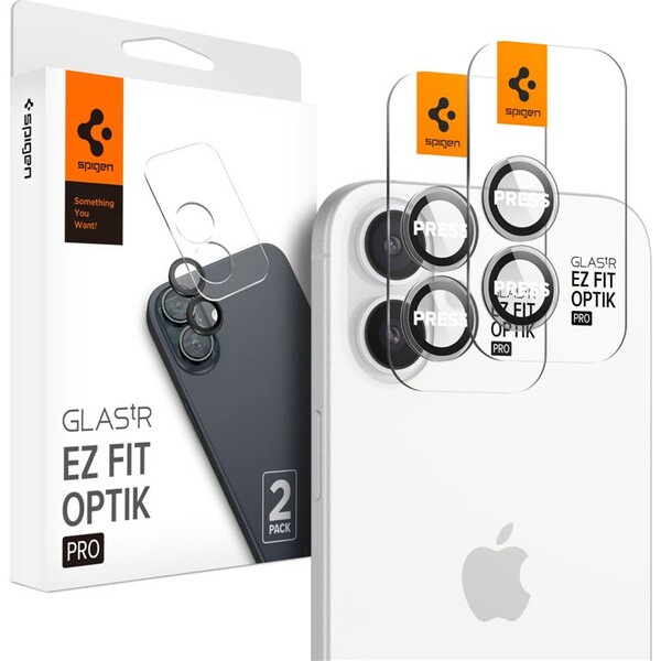 Spigen Glass tR EZ Fit Optik Pro sada skel iPhone 16/16 Plus čirá (2-pack)