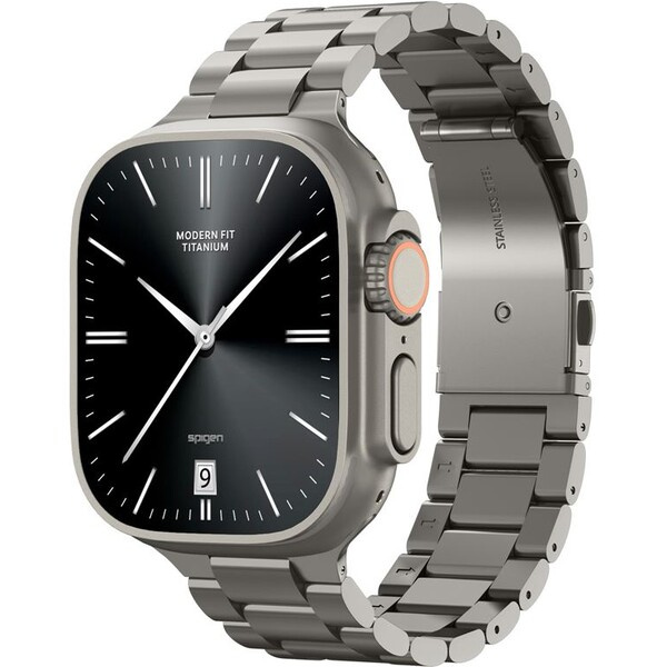 Řemínek pro Apple Watch 49mm/46mm/45mm/44mm Spigen Modern Fit Titanium Band - přírodně titanový