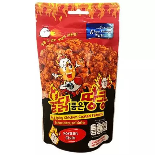 KHAO SHONG korean hot & spicy chicken coated peanuts pouch 80g