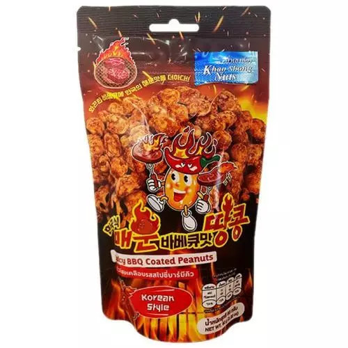 KHAO SHONG spicy korean bbq coated peanuts pouch 80g