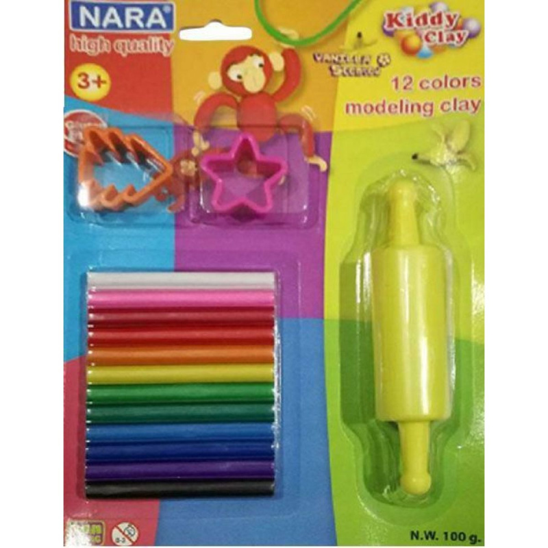 Teddies Modelína Nara 100g 12ks s vykrajovátky 2ks s válečkem