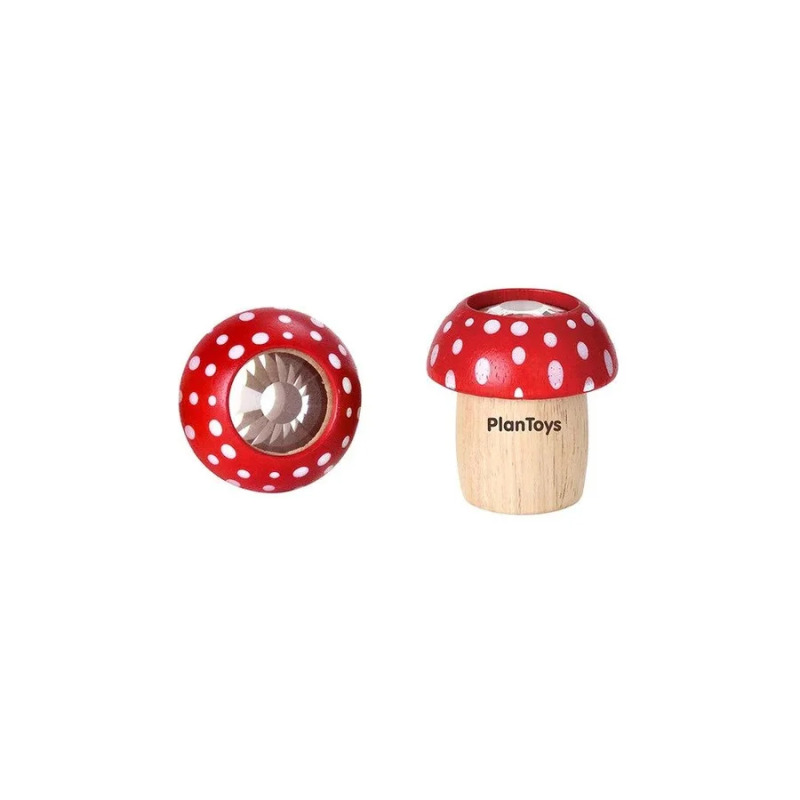 PlanToys Kaleidoskop houbička - červená Montessori