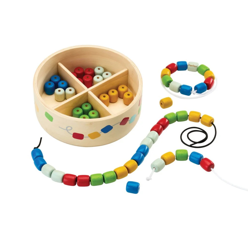 PlanToys Navlékání korálků v boxu Montessori