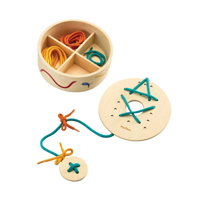 PlanToys Provlékání tkaniček v boxu Montessori