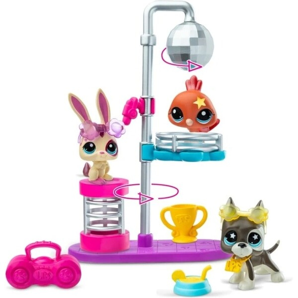Set tří figurek Hasbro Littlest Pet Shop disco set Vícebarevná