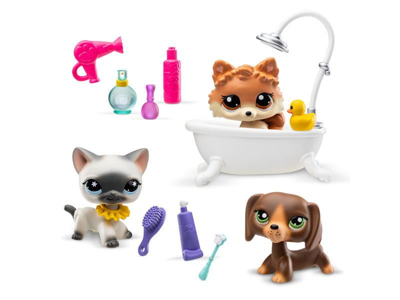 Set tří figurek Hasbro Littlest Pet Shop koupelnový set Vícebarevná