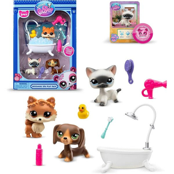 Set tří figurek Hasbro Littlest Pet Shop koupelnový set Vícebarevná