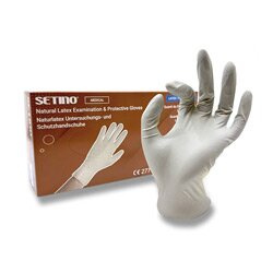 Setino Latex - jednorázové latexové rukavice nepudrované - velikost M, 100 ks