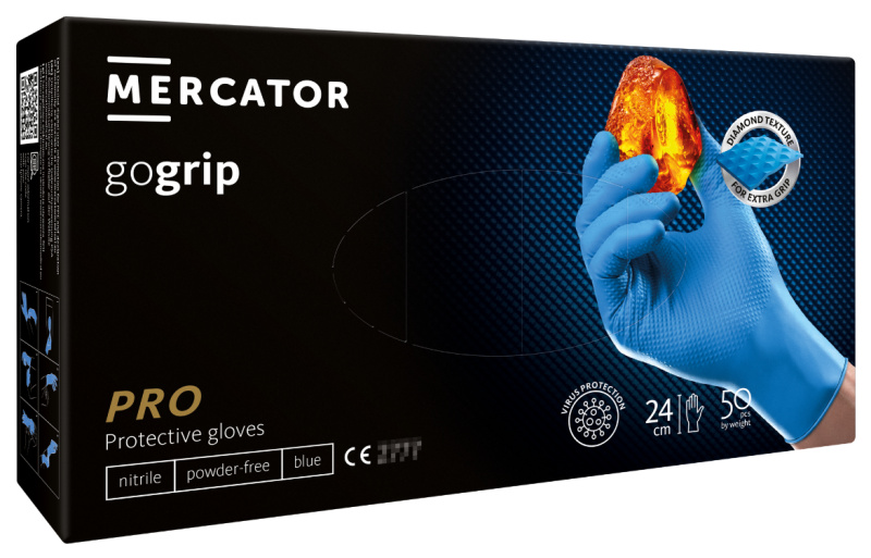 Mercator Medical MERCATOR® gogrip blue, nitrilové, 50ks Velikost: S