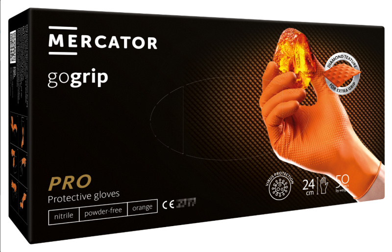 Mercator Medical MERCATOR® gogrip orange, nitrilové, 50ks Velikost: XL