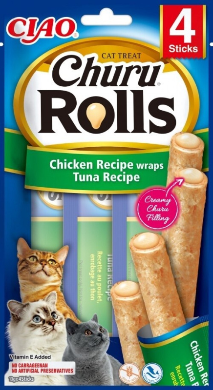Churu Cat Rolls Chicken wraps&Tuna cream 4x10g