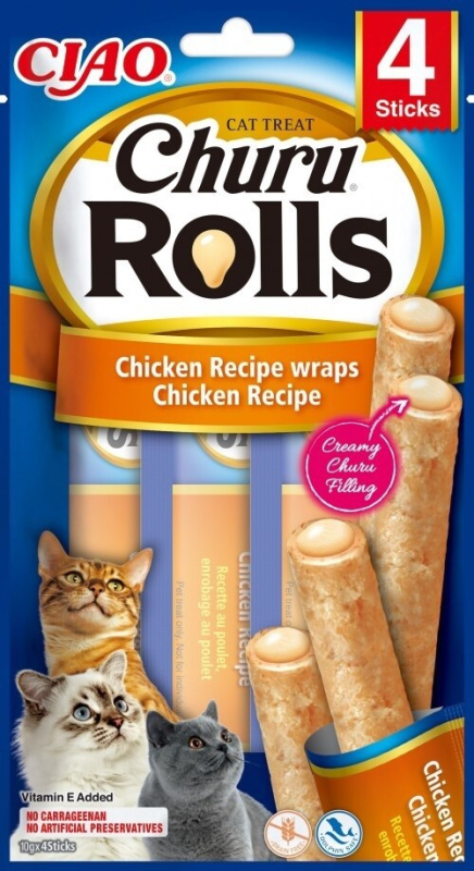 Churu Cat Rolls Chicken wraps&Chicken cream 4x10g
