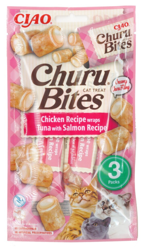 Churu Cat Bites Chicken wraps&Tuna Salmon Purée 3x10g