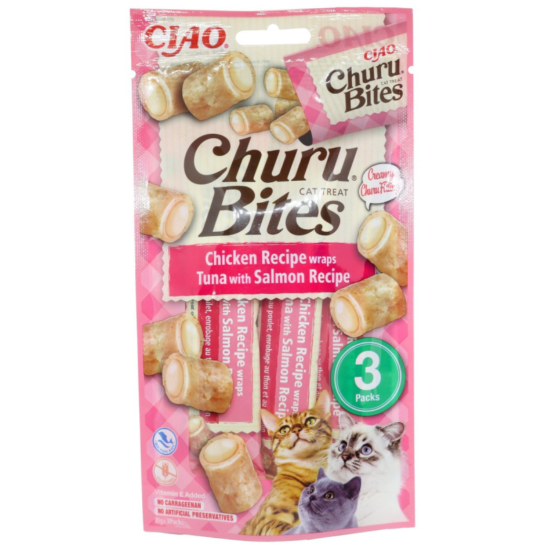 Churu Cat Bites Chicken wraps&Tuna Salmon Purée 3x10g