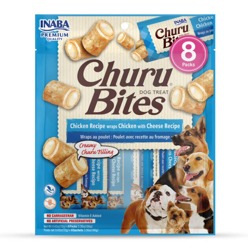 Churu Dog Bites Chicken wraps Chicken+Cheese 8x12g