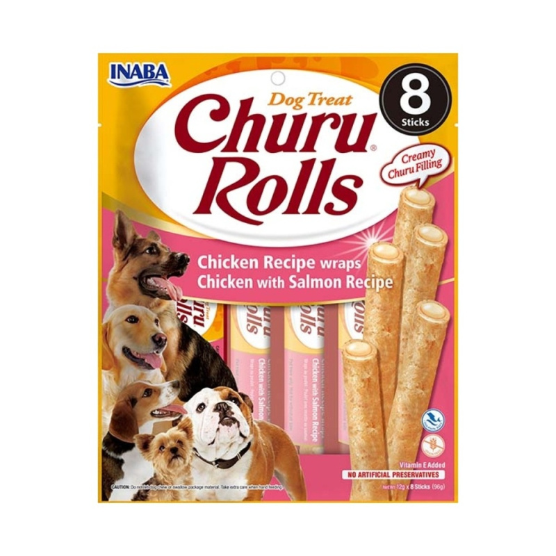 Churu Dog Rolls Chicken with Salmon wraps 8x12g