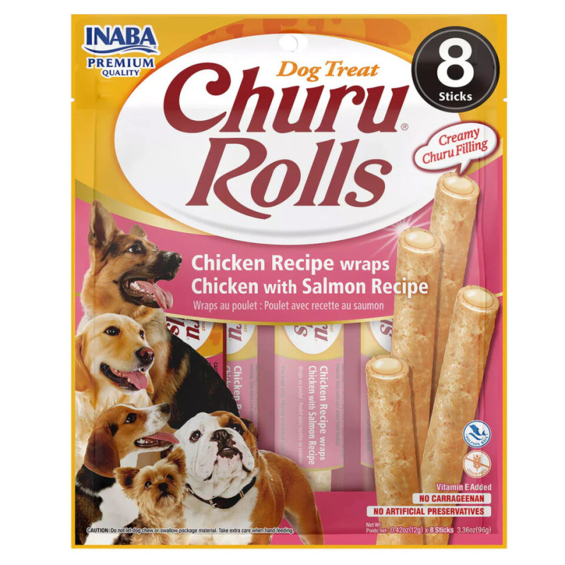 Churu Dog Rolls Chicken with Salmon wraps 8x12g