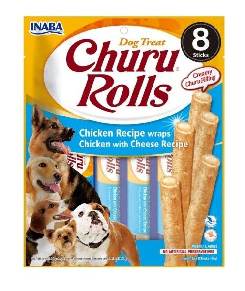 Churu Dog Rolls Chicken with Cheese wraps 8x12g