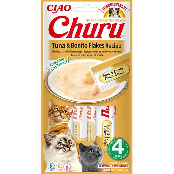 Churu cat snack tuňák & Bonito vločky 4x 14g