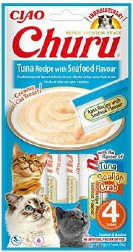 Churu Cat Tuna Recipe with Seafood Flavor  4x14g