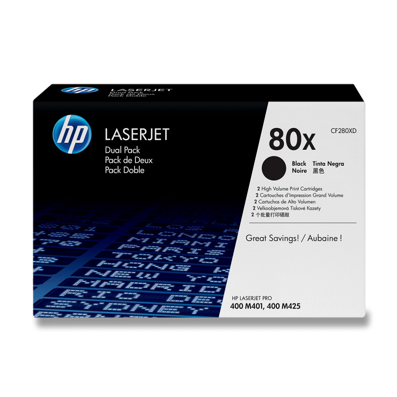 HP - toner č. 80X, CF280XD, dual pack pro laserové tiskárny
