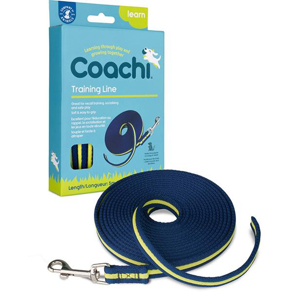 COACHI Training Line výcvikové vodítko modrá&zelená 5 m