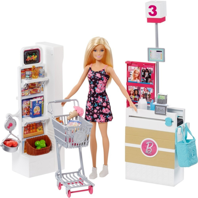 Barbie supermarket herní set, mattel frp01