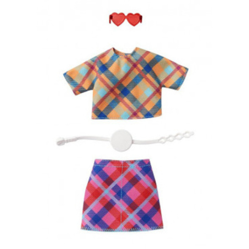 Barbie® módní příběhy károvaná halenka a sukně, mattel grc10