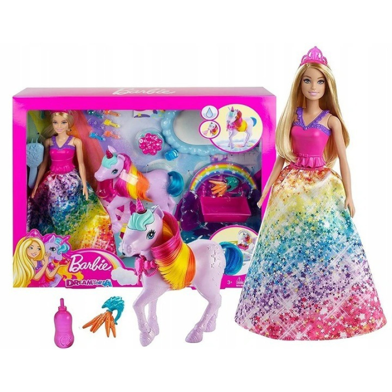 Mattel barbie dreamtopia princezna a duhový jednorožec, gtg01