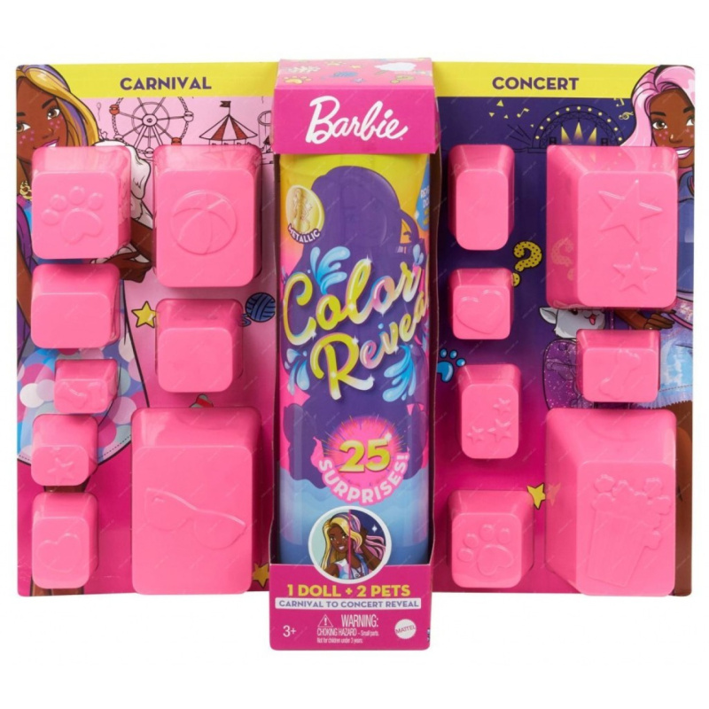 Barbie color reveal se zvířátkem karneval vs. koncert, mattel gpd57