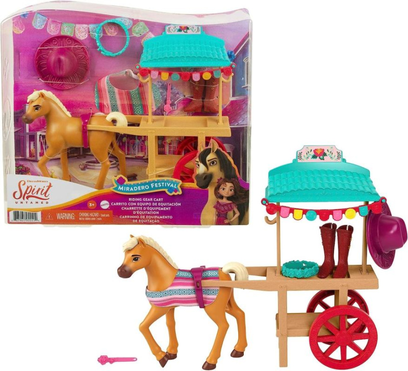 Spirit fancy festivalový vozík s jezdeckým vybavením, mattel gxf70