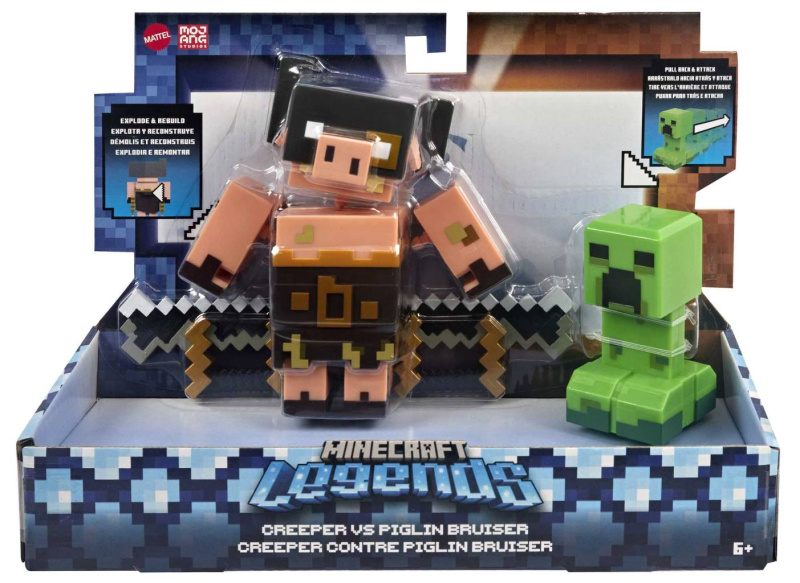 Mattel minecraft legends creeper vs piglin bruiser