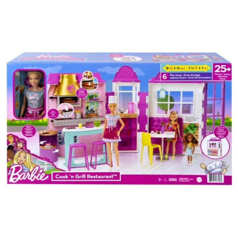 Mattel barbie restaurace s panenkou, herní set, hbb91