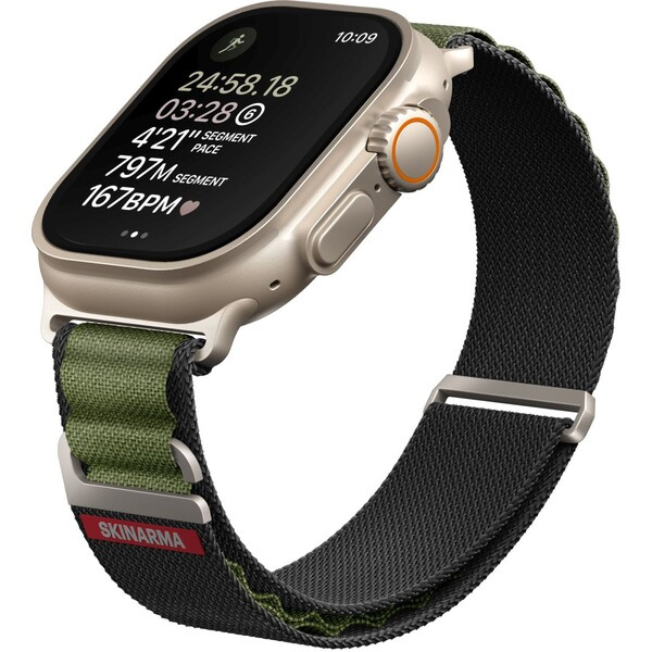 SKINARMA Kobu řemínek Apple Watch 49/45/44/42 mm olivově zelený