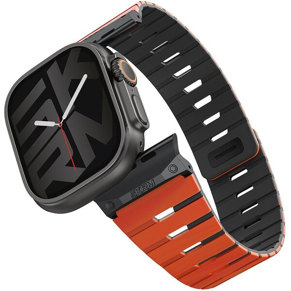 SKINARMA Gemini magnetický řemínek Apple Watch 49/46/45/44mm oranžový